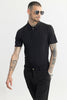 Triline Knit Black Polo T-Shirt