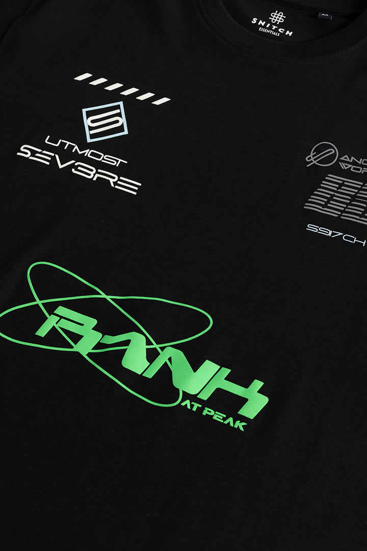 Another World Reflective Print Black T-Shirt