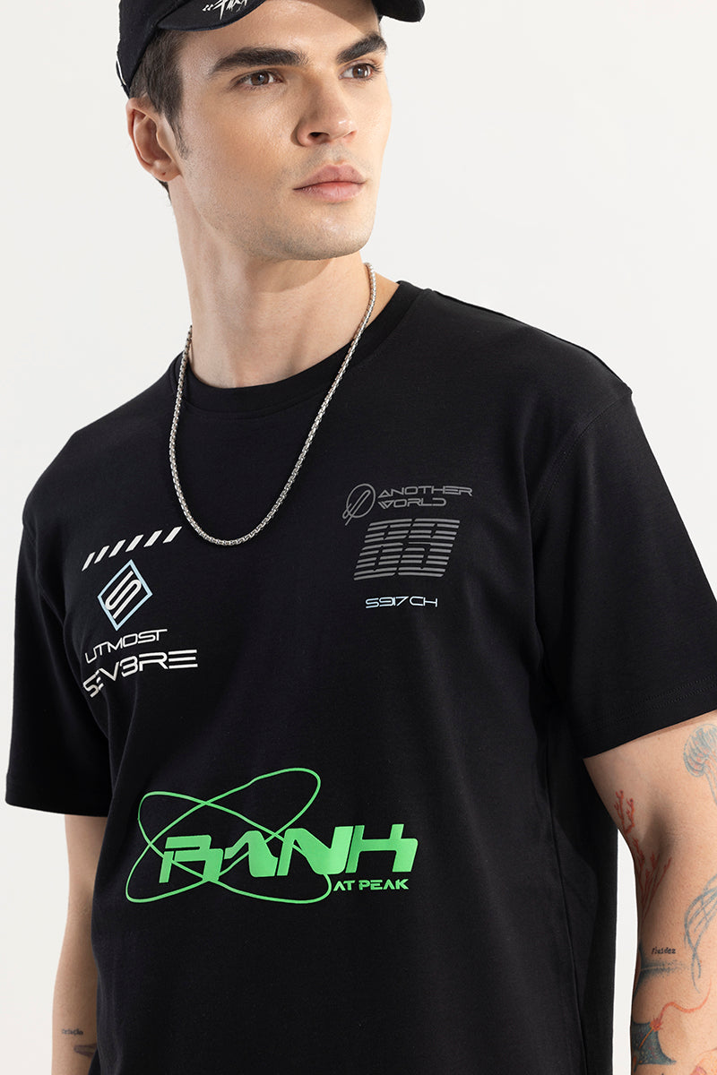 Another World Reflective Print Black T-Shirt