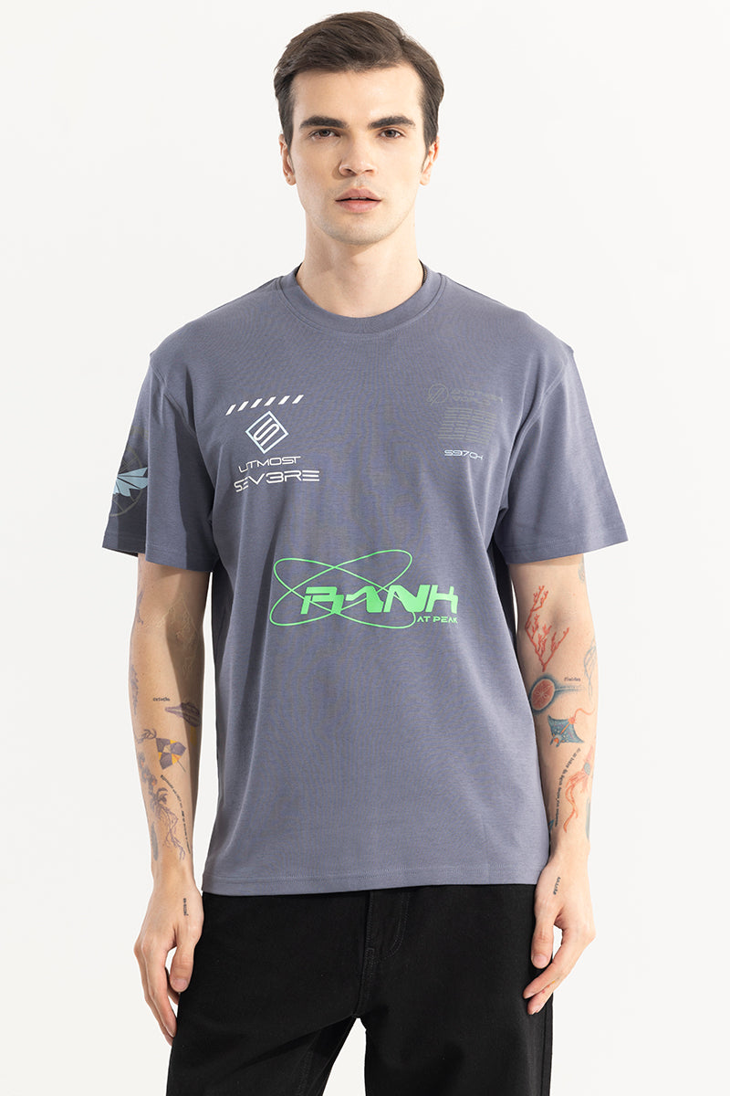 Another World Reflective Print Grey T-Shirt