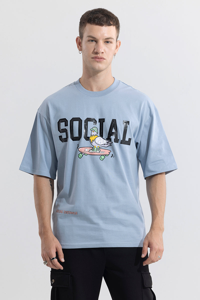 Social Blue Oversized T-Shirt