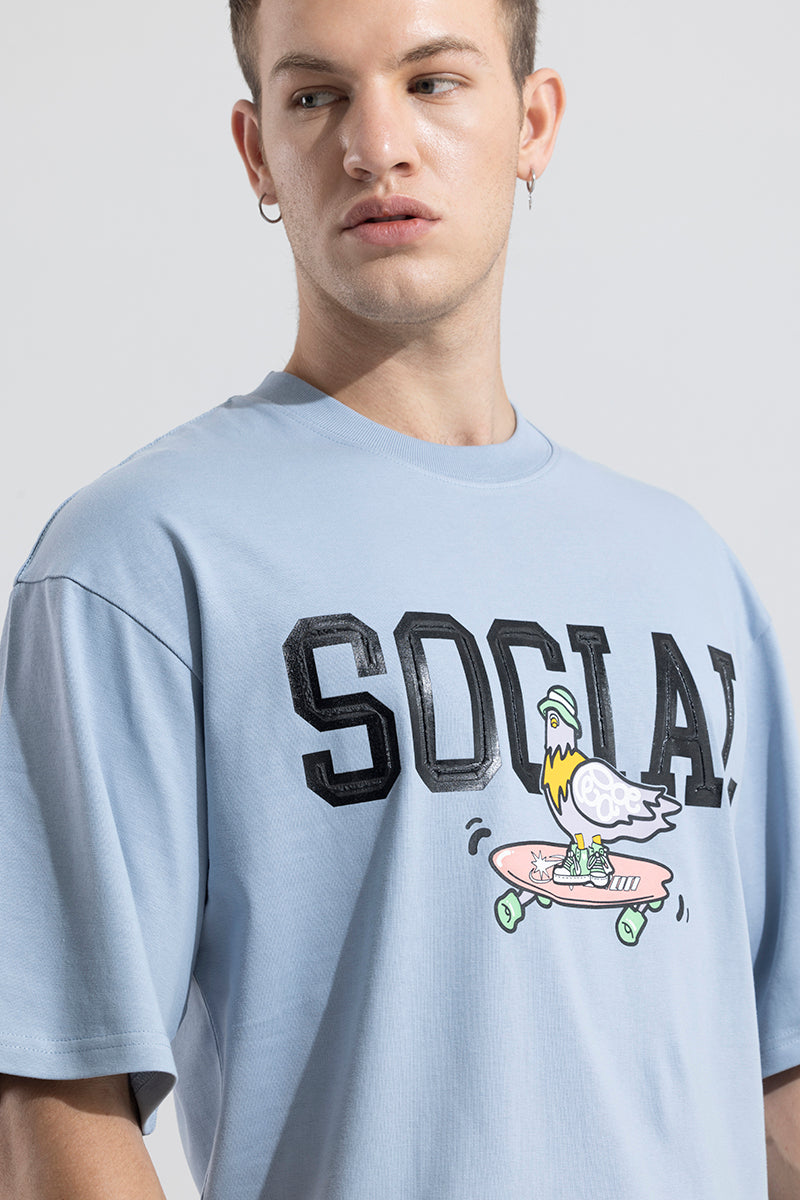 Social Blue Oversized T-Shirt