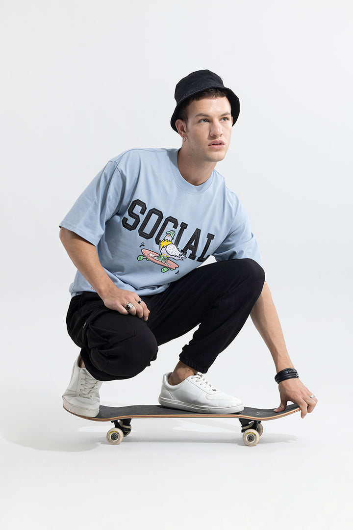 Social Blue Oversized T-Shirt