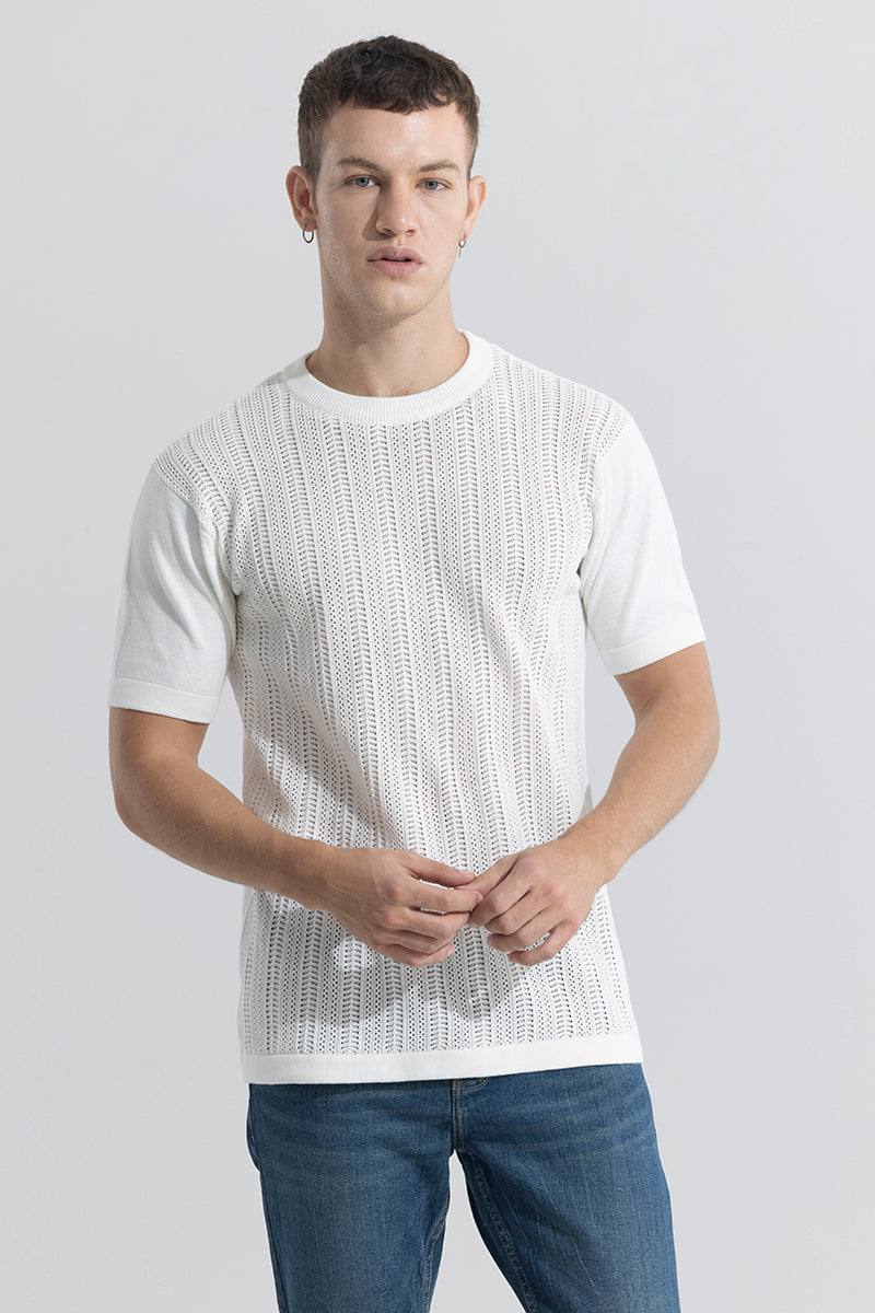 Buy Men's Smooth Knit White T-Shirt Online | SNITCH