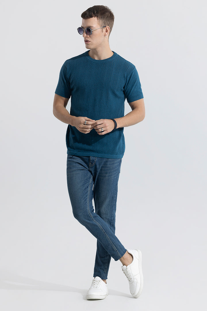 Smooth Knit Teal Blue T-Shirt