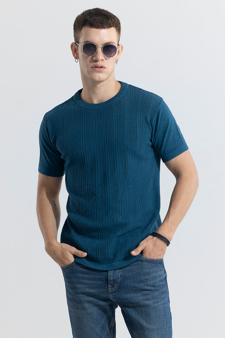 Smooth Knit Teal Blue T-Shirt