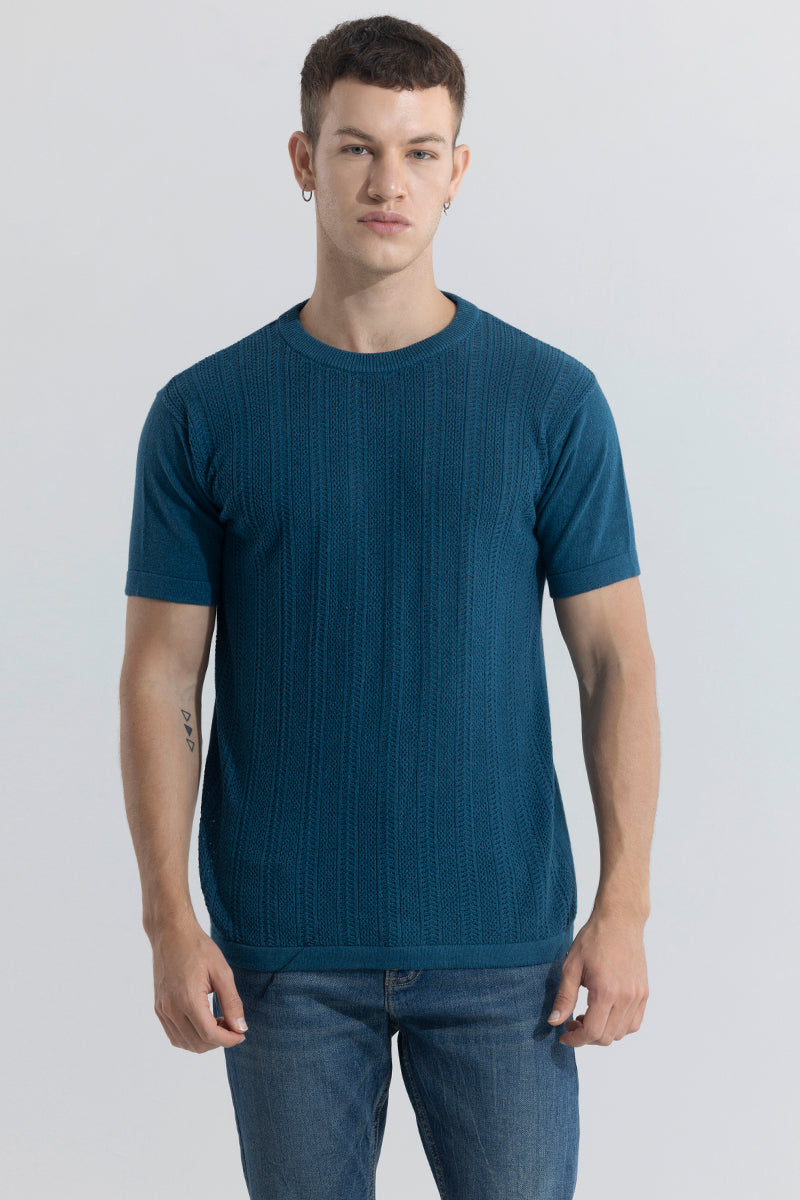 Smooth Knit Teal Blue T-Shirt