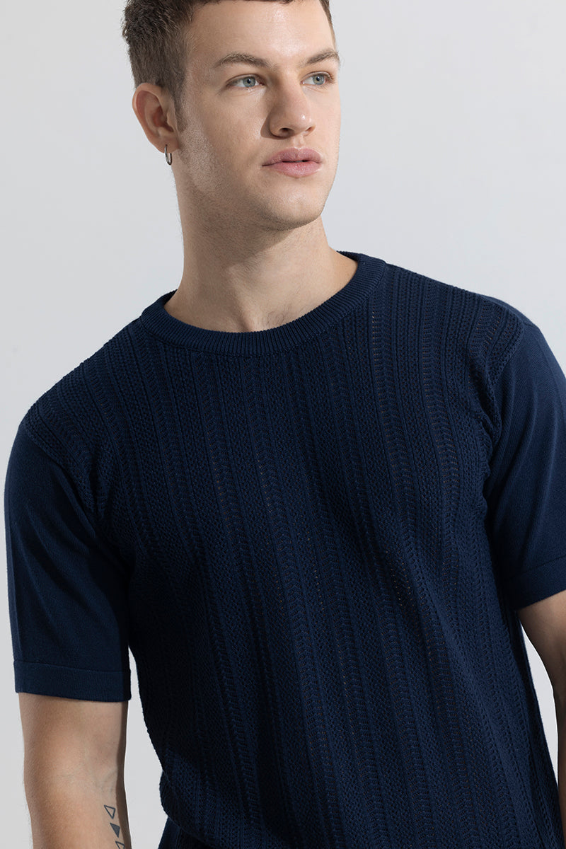 Smooth Knit Navy T-Shirt