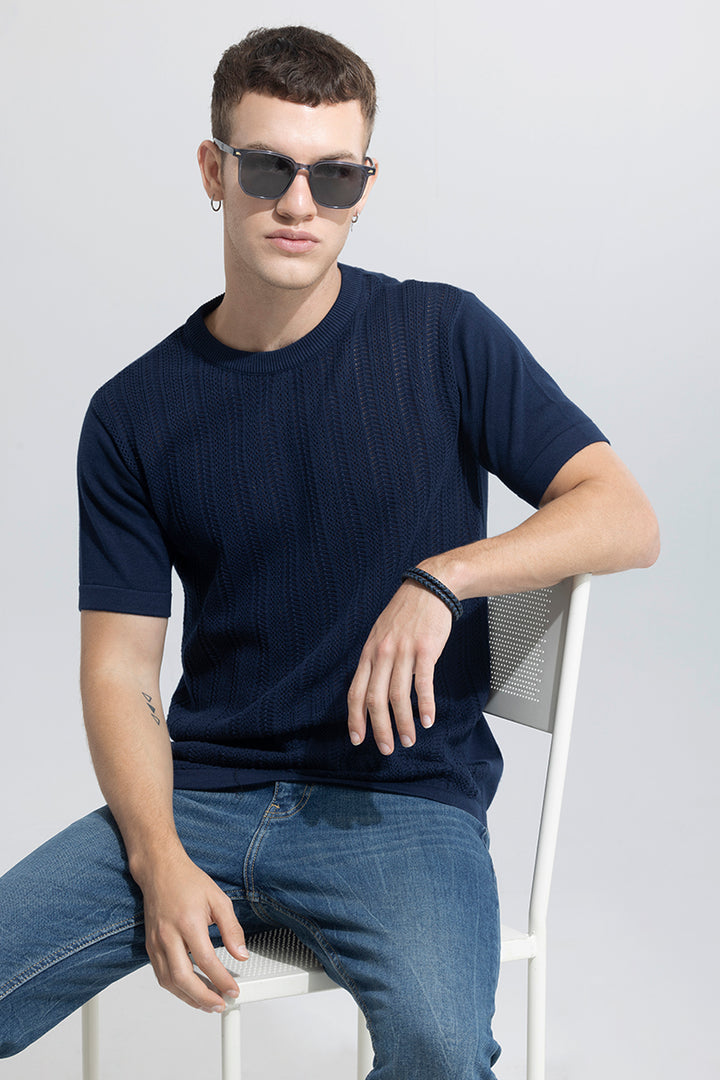 Smooth Knit Navy T-Shirt