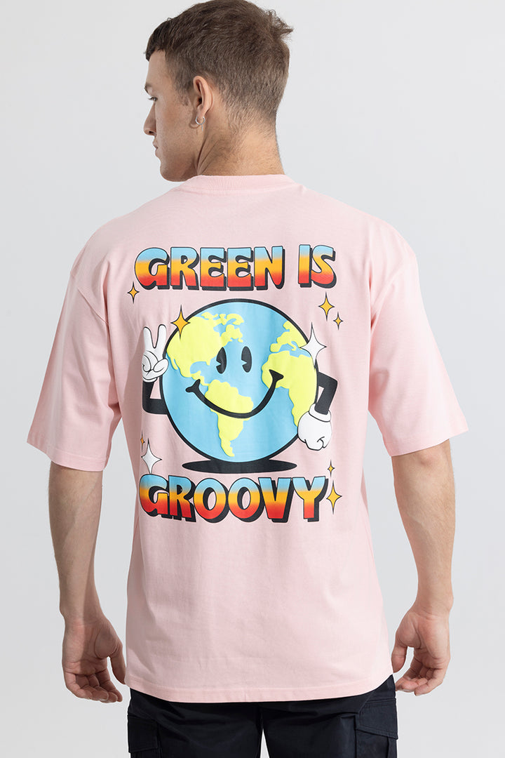 Green Is Groovy Pink Oversized T-Shirt