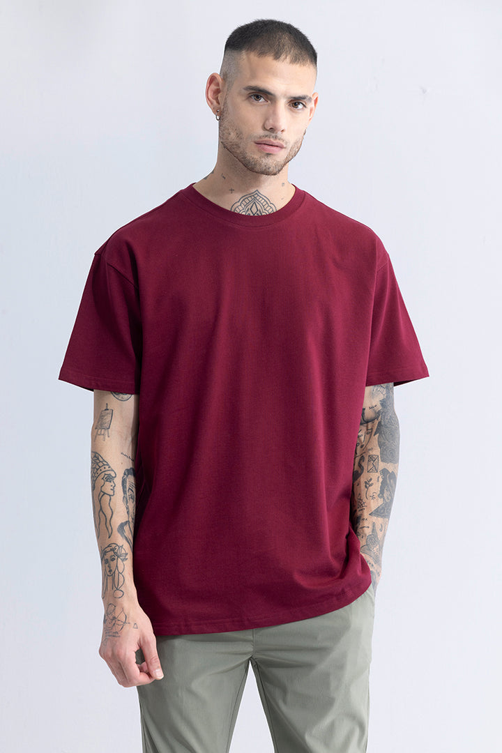 Solitude Maroon Oversized T-Shirt