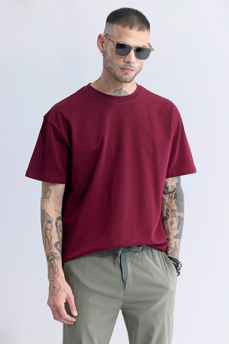 Solitude Maroon Oversized T-Shirt