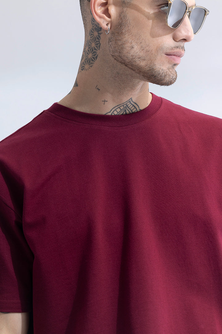 Solitude Maroon Oversized T-Shirt