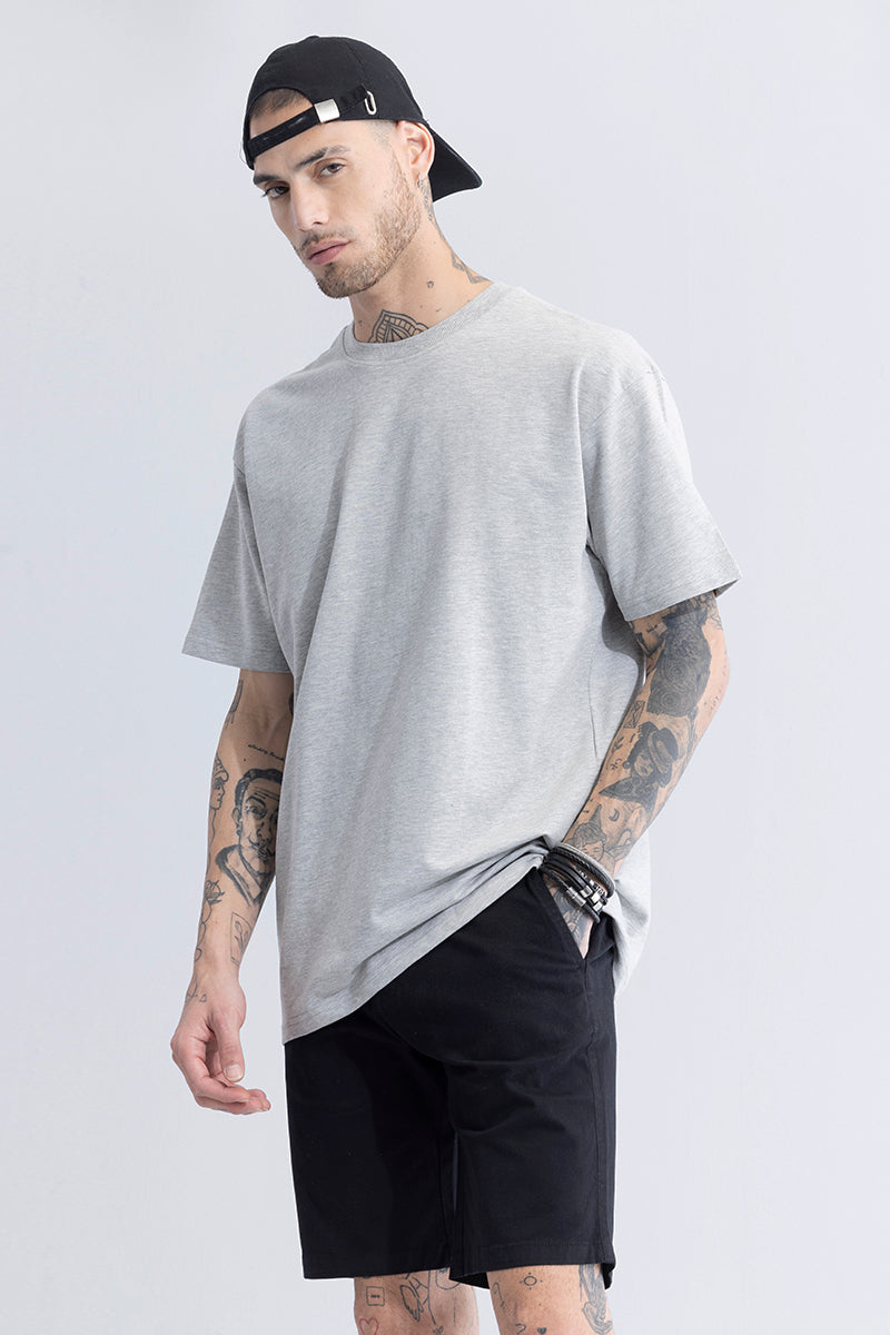 Buy Men's Solitude Ice Grey Oversized T-Shirt Online | SNITCH