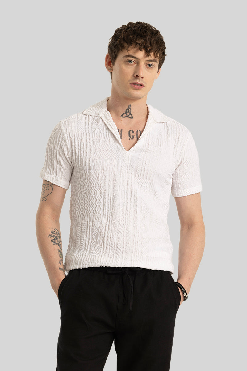 Jelle Off White Geometric Polo T-Shirt