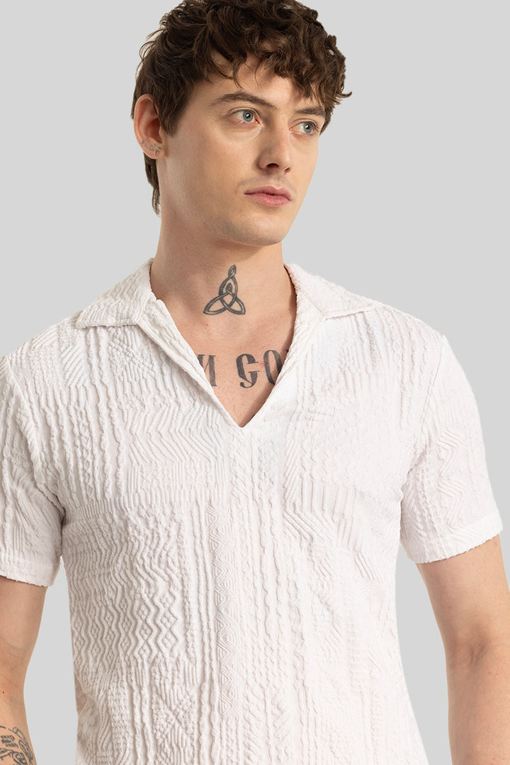 Jelle Off White Geometric Polo T-Shirt