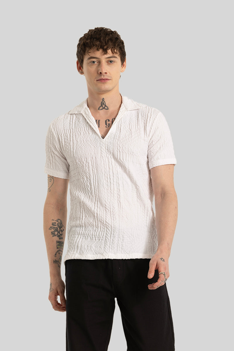 Jelle Off White Geometric Polo T-Shirt