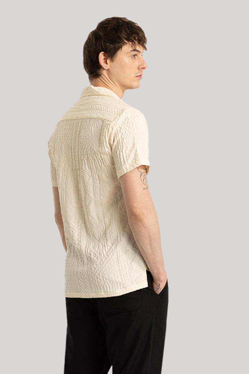 Jelle Cream Geometric Polo T-Shirt