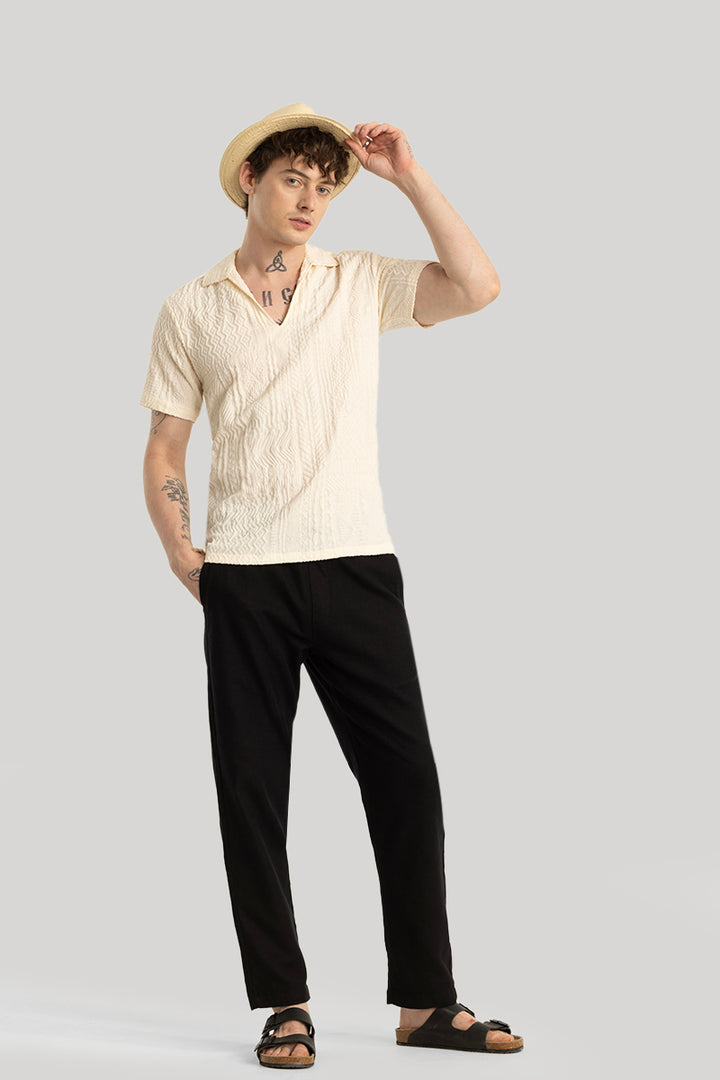 Jelle Cream Geometric Polo T-Shirt