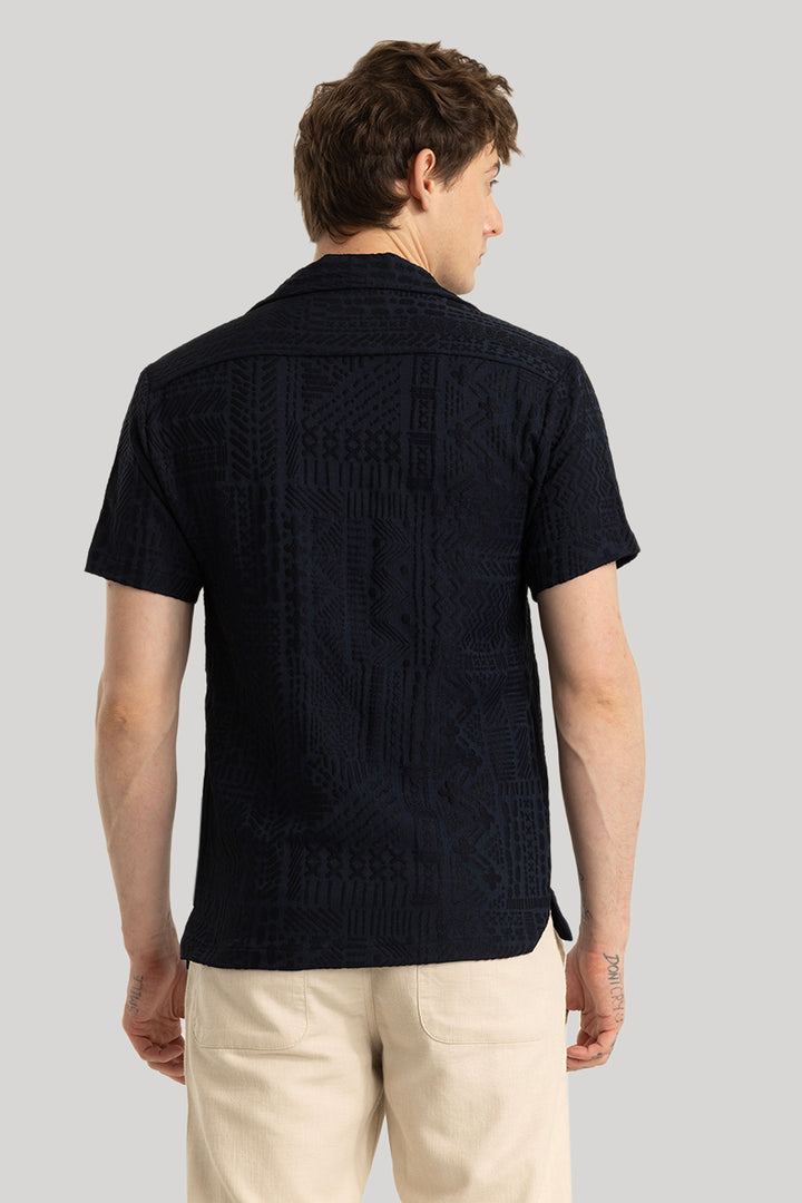 Jelle Navy Geometric Polo T-Shirt