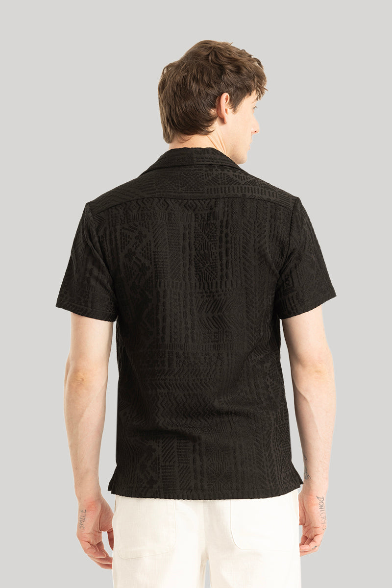 Jelle Black Geometric Polo T-Shirt