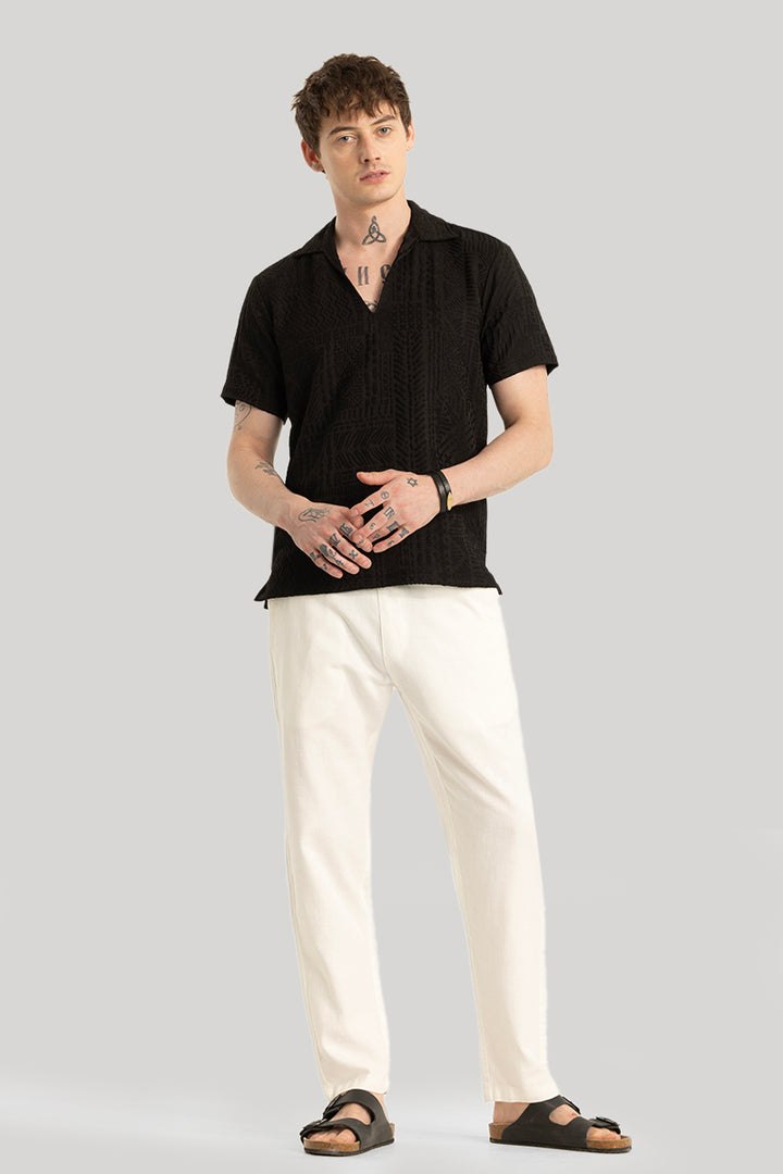 Jelle Black Geometric Polo T-Shirt