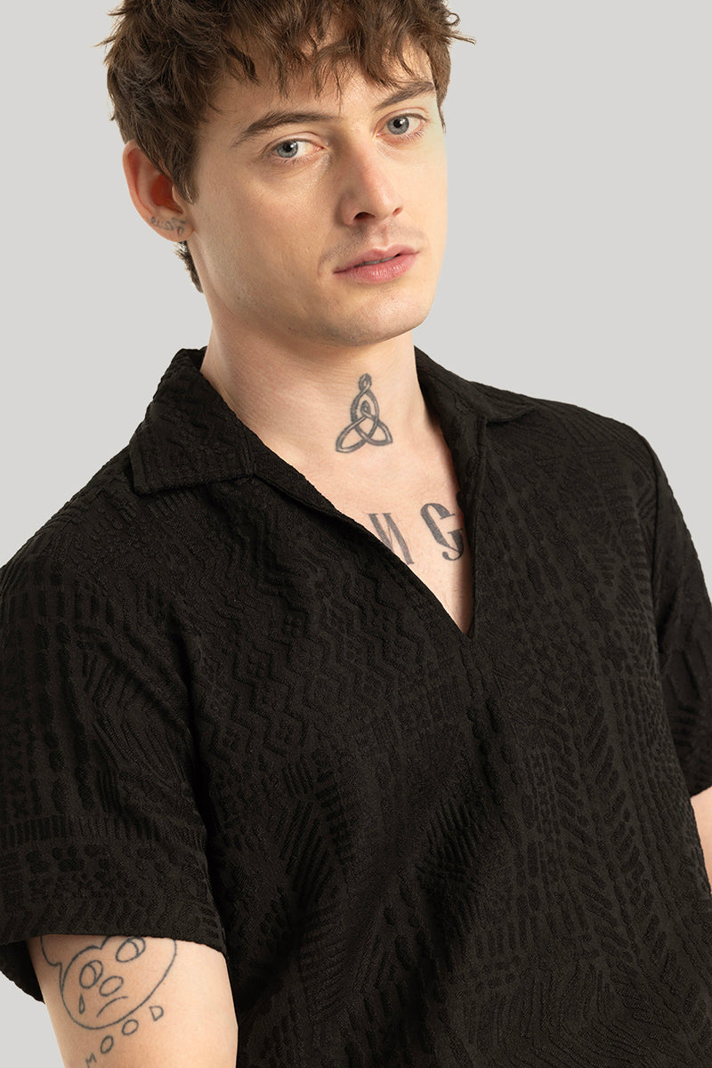 Jelle Black Geometric Polo T-Shirt