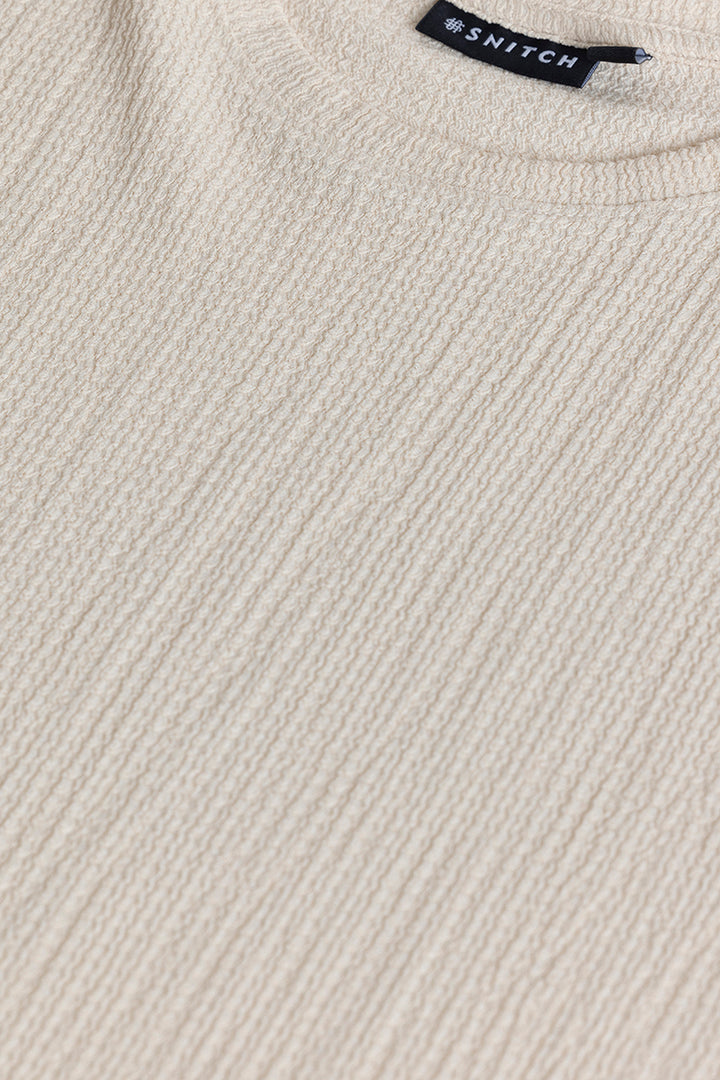 Tactile Beige Textured T-Shirt