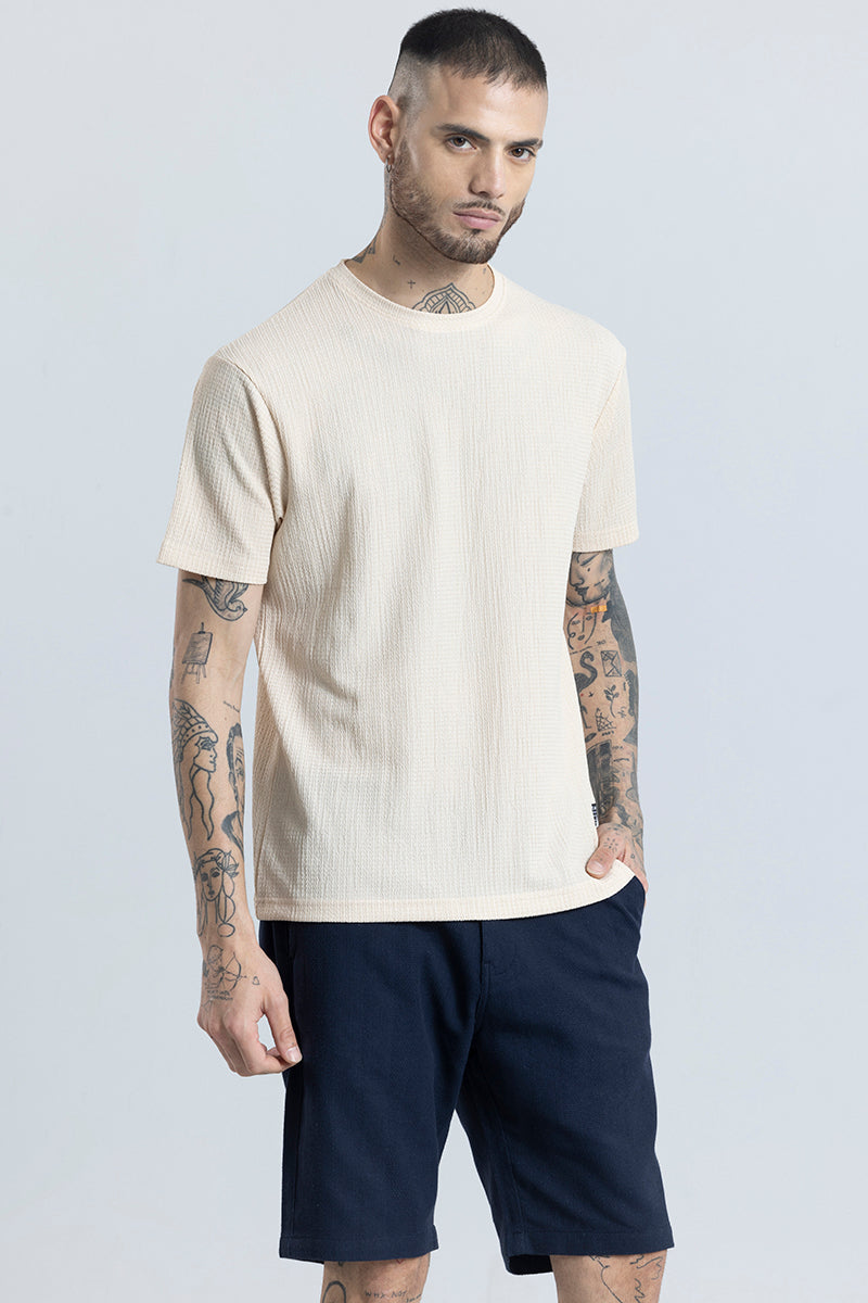 Tactile Beige Textured T-Shirt