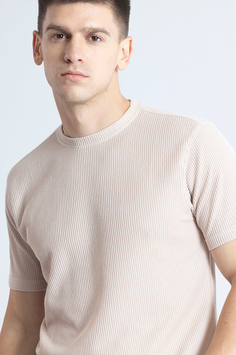 Waffle Weave Cream T-Shirt