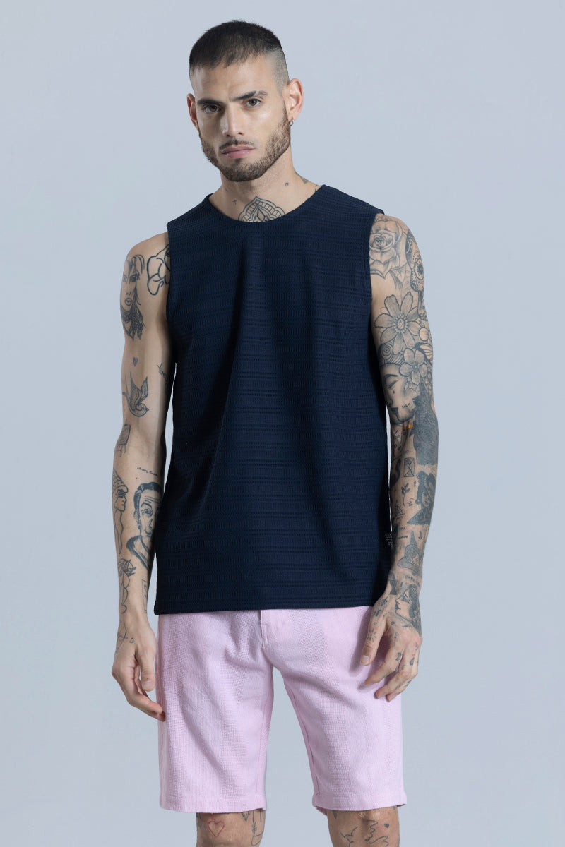 Electro Navy Sleeveless T-Shirt