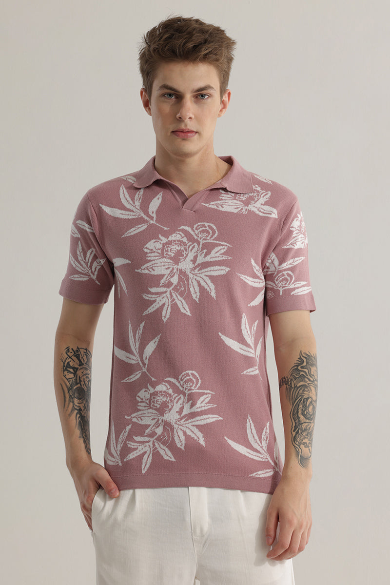 Florazure Pink Floral Polo T-shirt