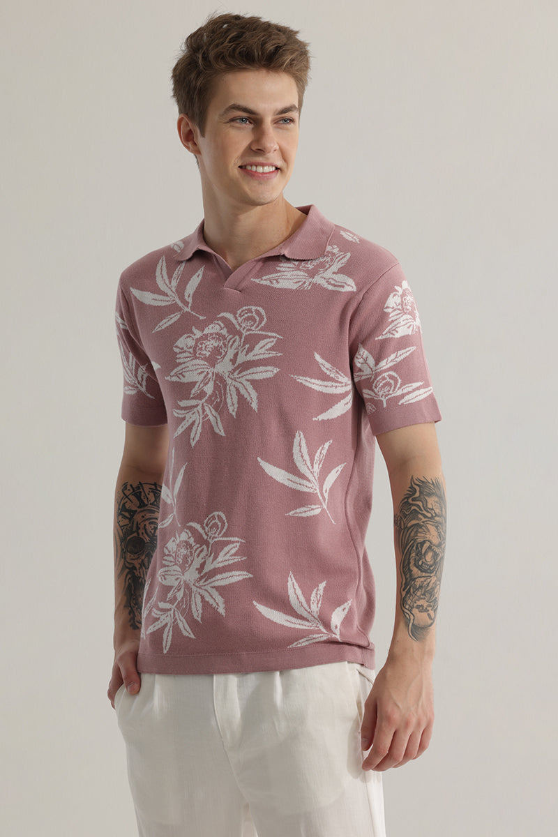 Florazure Pink Floral Polo T-shirt