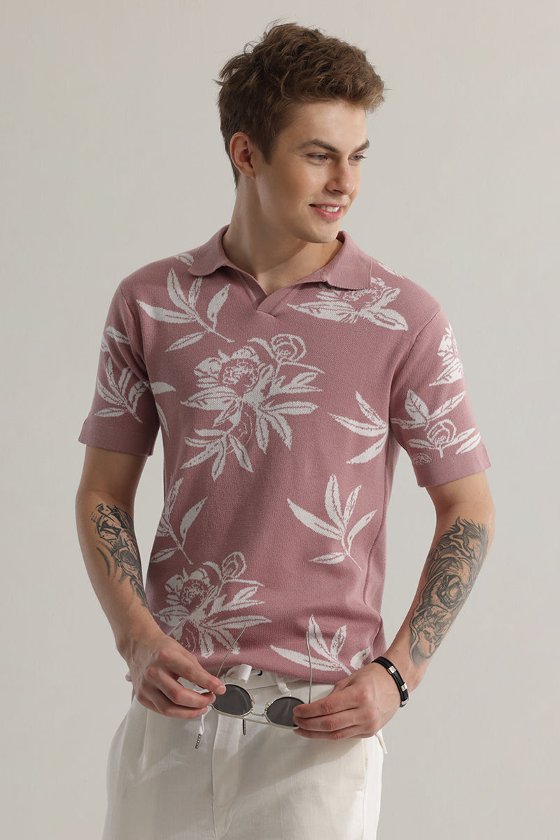 Florazure Pink Floral Polo T-shirt