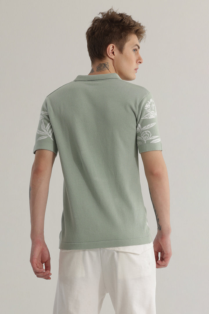 Florazure Green Floral Polo T-Shirt