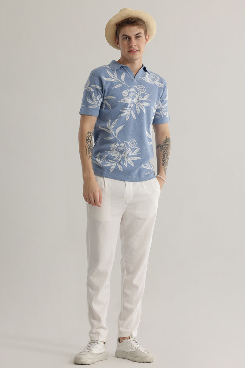 Florazure Blue Floral Polo T-shirt