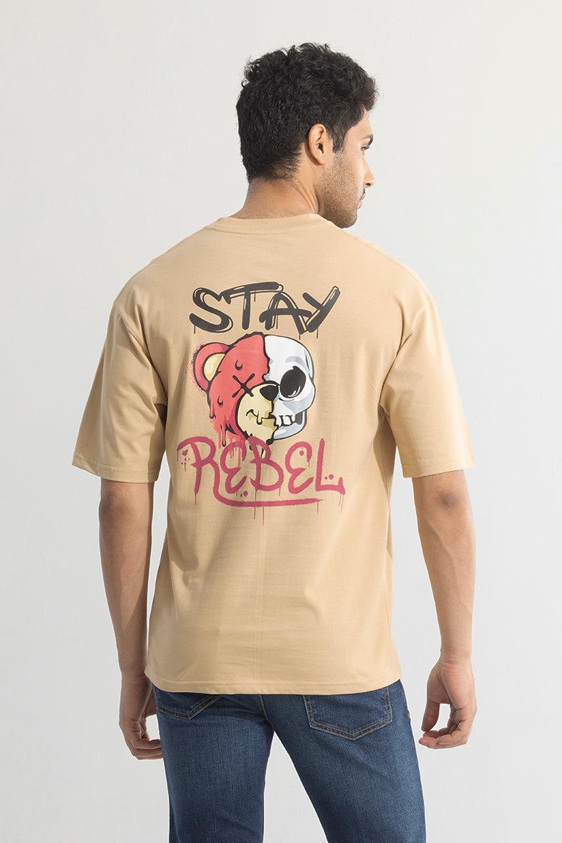 Stay Rebel Cream Oversized T-Shirt