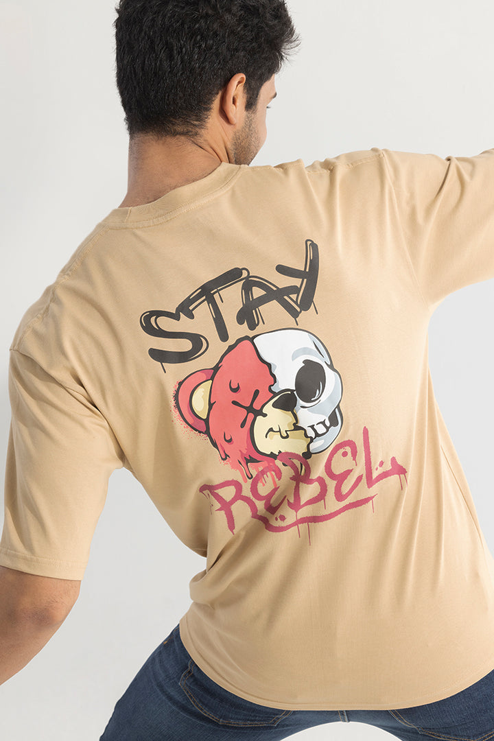 Stay Rebel Cream Oversized T-Shirt