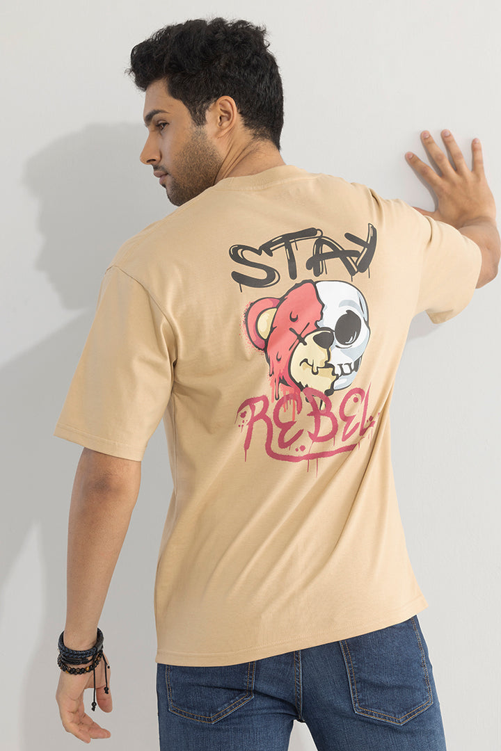 Stay Rebel Cream Oversized T-Shirt