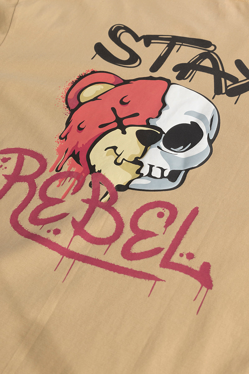 Stay Rebel Cream Oversized T-Shirt