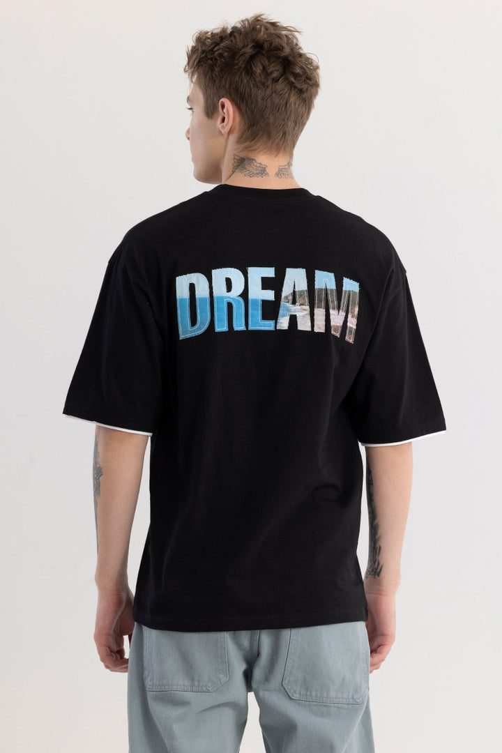 Dreamique Black Oversize Graphic T-Shirt