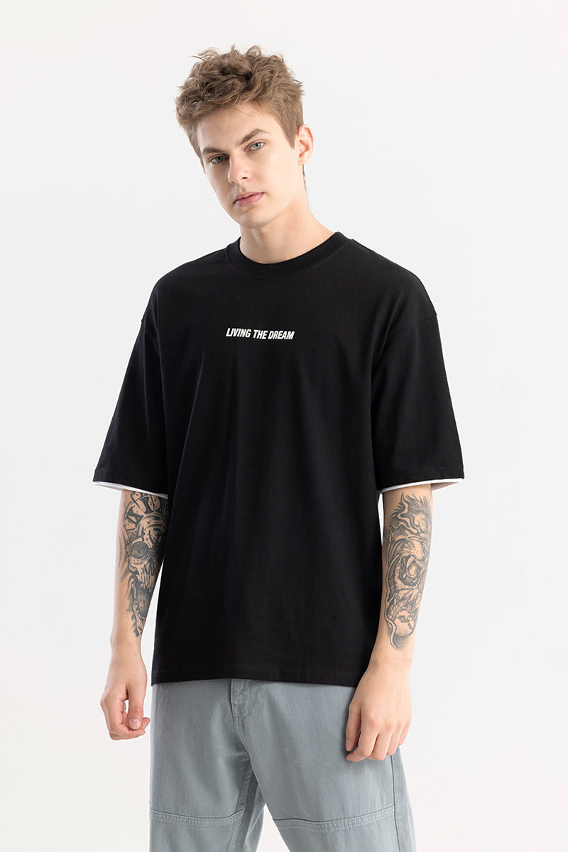 Dreamique Black Oversize Graphic T-Shirt