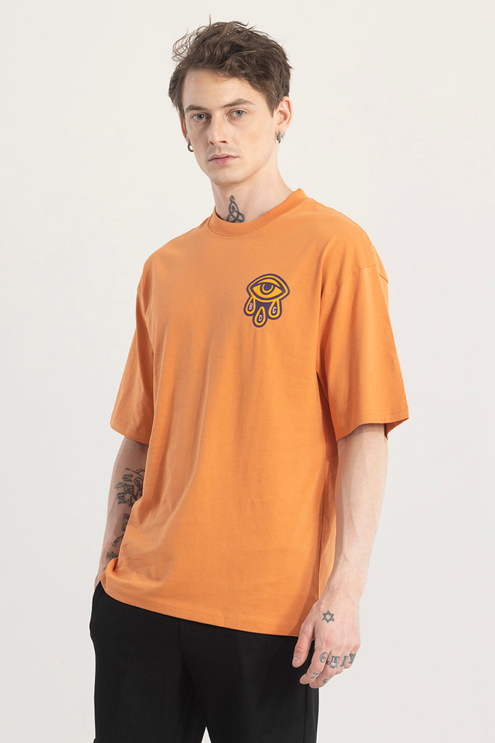 Finest Orange Graphic Oversized T-shirt