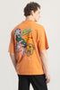 Finest Orange Graphic Oversized T-shirt