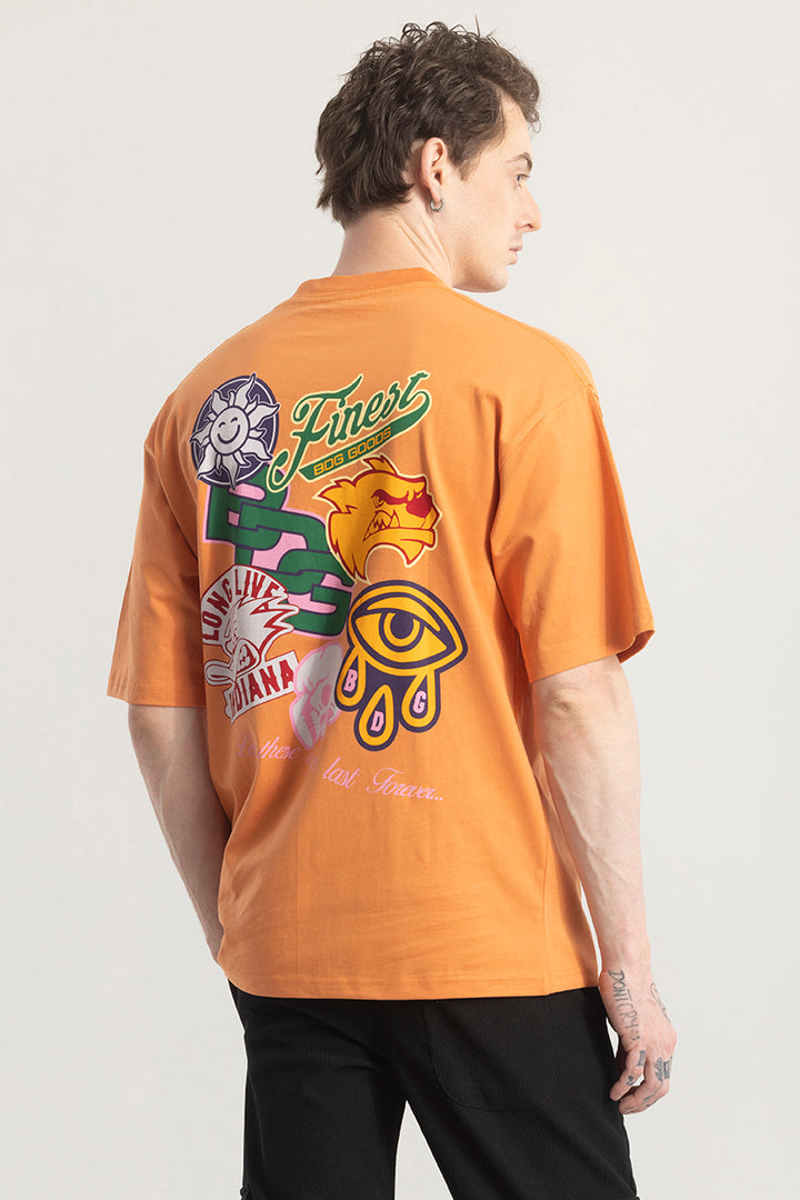 Finest Orange Graphic Oversized T-shirt