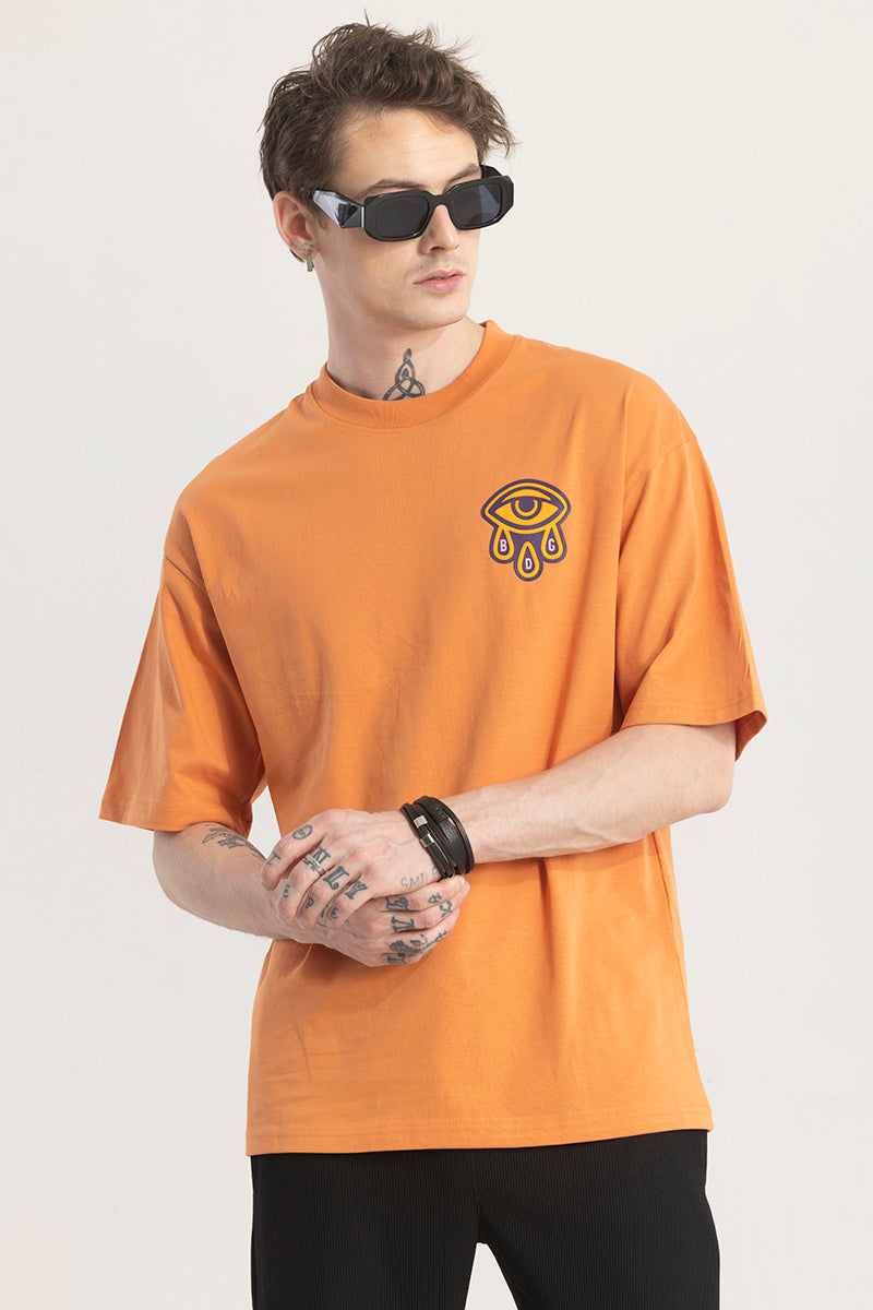 Finest Orange Graphic Oversized T-shirt