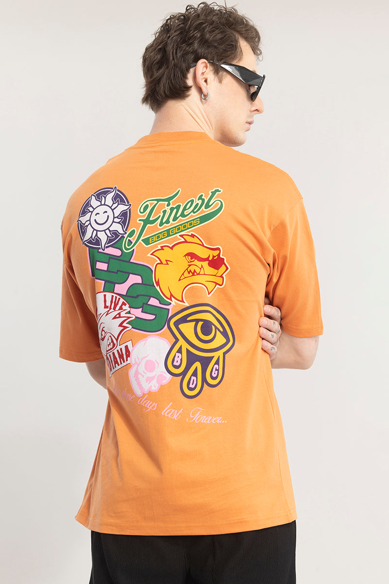 Finest Orange Graphic Oversized T-shirt