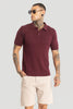 Maroon Knitted Polo T-Shirt