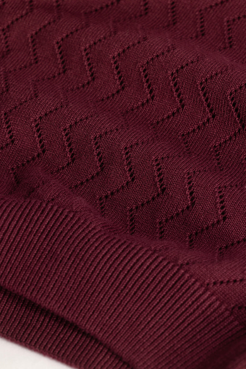 Maroon Knitted Polo T-Shirt