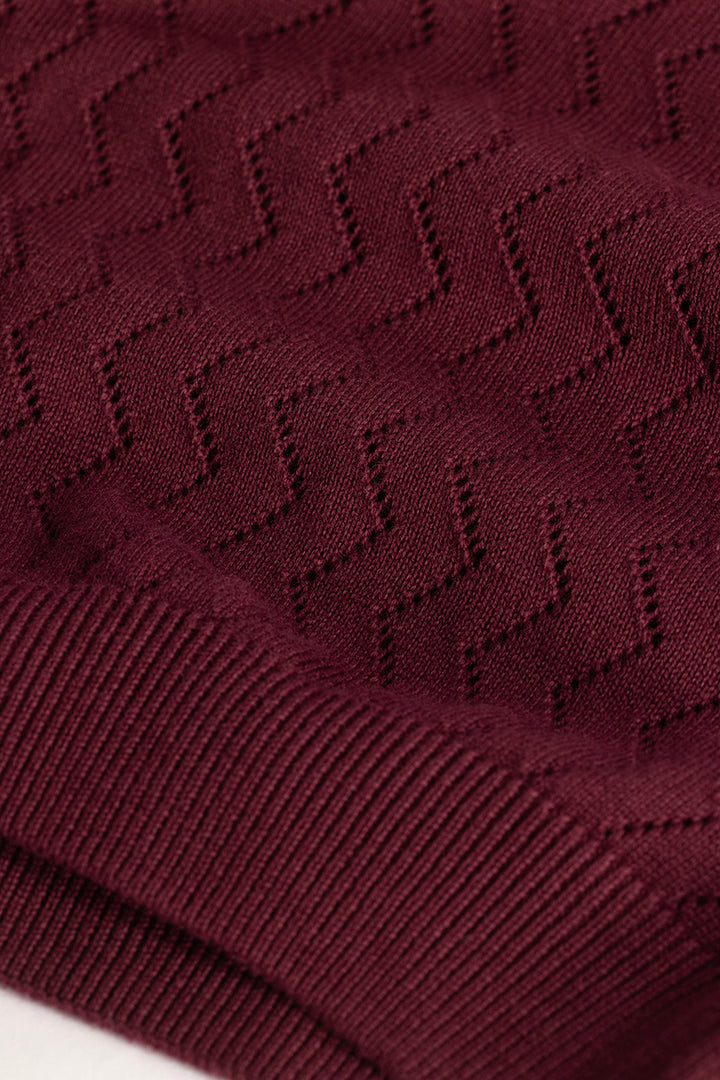 Maroon Knitted Polo T-Shirt